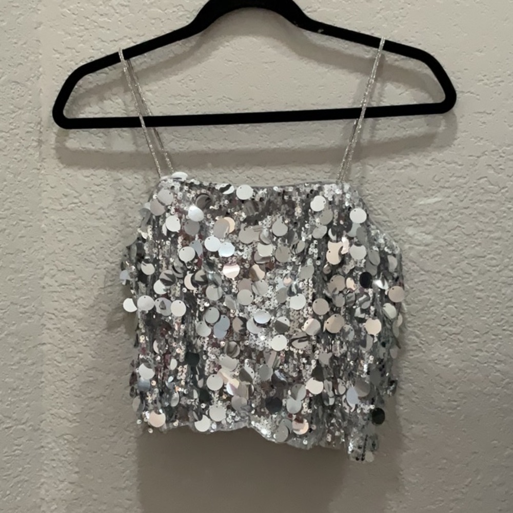 Silver Sequin Women's Top